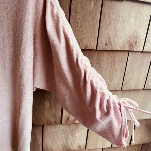 Rose Pink Ruche Sleeve Knit Sweater Max Studio Womens - Picture 3 of 10